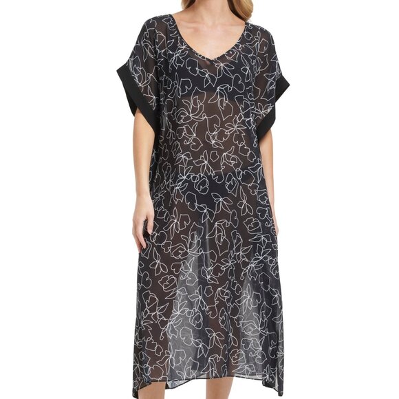 NWT Calvin Klein Women Bordered Maxi Swim Dress Cover Up Size S/M $90 8B614 - Picture 1 of 1
